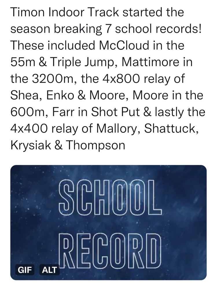 Bishop Timon - Track school records